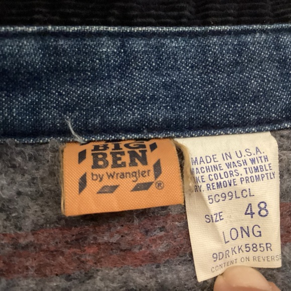 Big Ben Vintage Blanket lined Denim barn chore Utility Jacket mens 48 Long - Picture 6 of 15